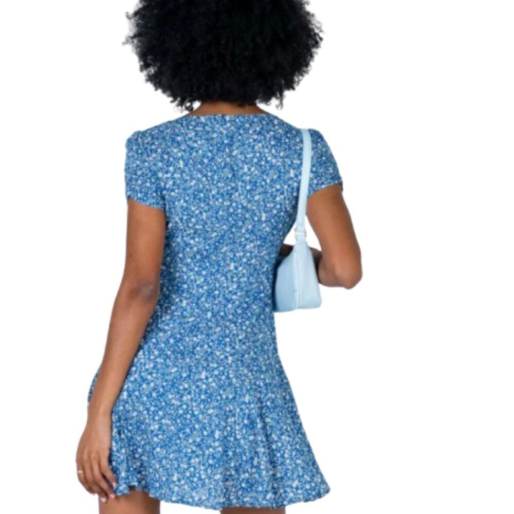 Women's 6 Princess Polly The Sting Mini Dress Blue Floral - Picture 3 of 9